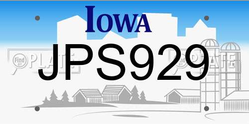 JPS929 Iowa License Plate