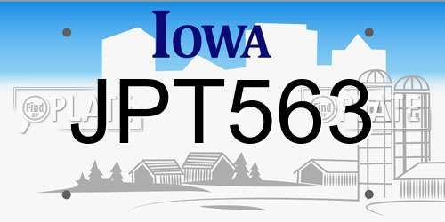 JPT563 Iowa License Plate