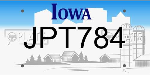 JPT784 Iowa License Plate