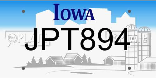 JPT894 Iowa License Plate