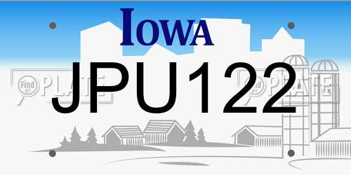 JPU122 Iowa License Plate