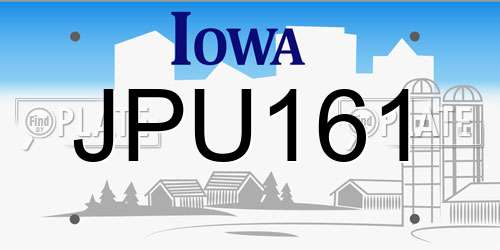 JPU161 Iowa License Plate