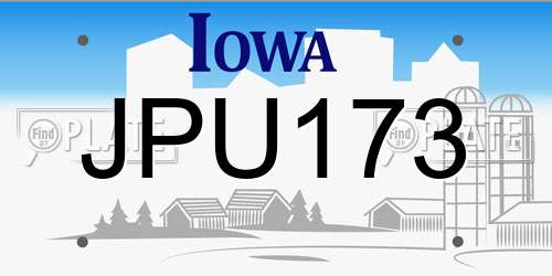 JPU173 Iowa License Plate