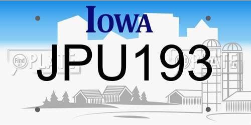 JPU193 Iowa License Plate