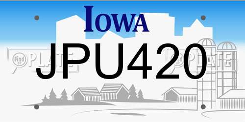 JPU420 Iowa License Plate