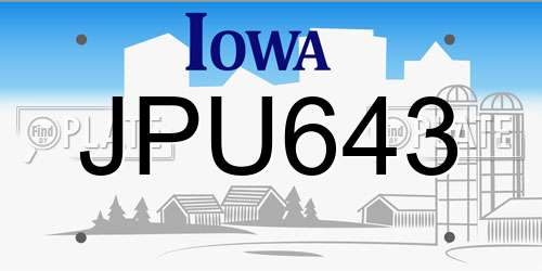 JPU643 Iowa License Plate