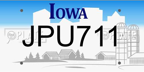 JPU711 Iowa License Plate