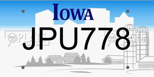 JPU778 Iowa License Plate