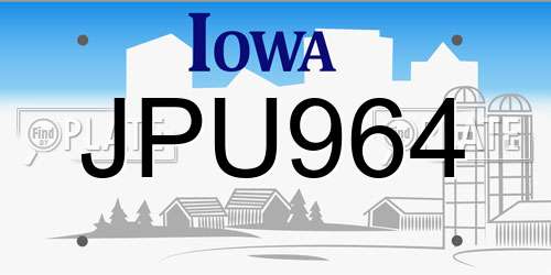 JPU964 Iowa License Plate