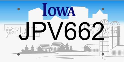 JPV662 Iowa License Plate
