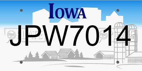 JPW7014 Iowa License Plate