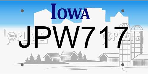 JPW717 Iowa License Plate