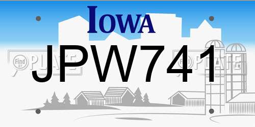 JPW741 Iowa License Plate