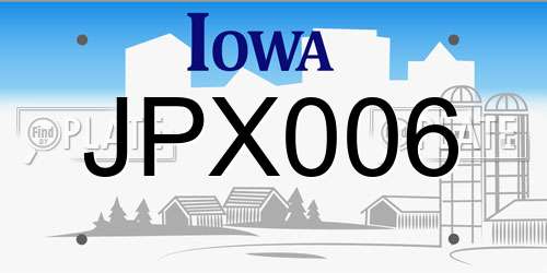 JPX006 Iowa License Plate