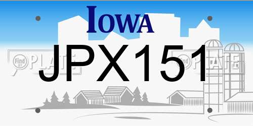 JPX151 Iowa License Plate