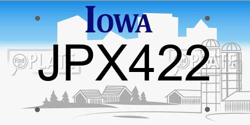 JPX422 Iowa License Plate