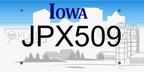 JPX509 Iowa License Plate