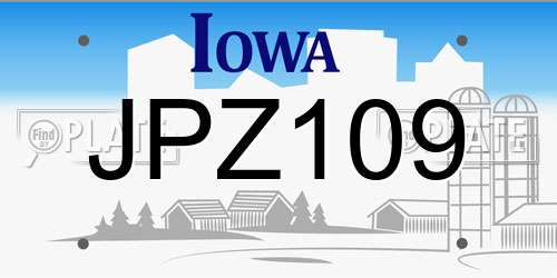JPZ109 Iowa License Plate