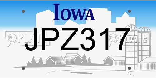 JPZ317 Iowa License Plate