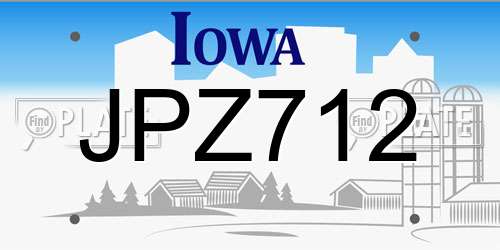 JPZ712 Iowa License Plate
