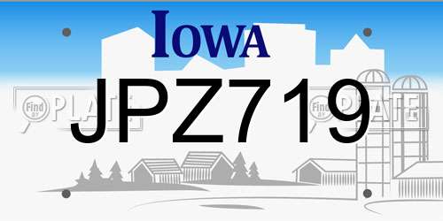 JPZ719 Iowa License Plate