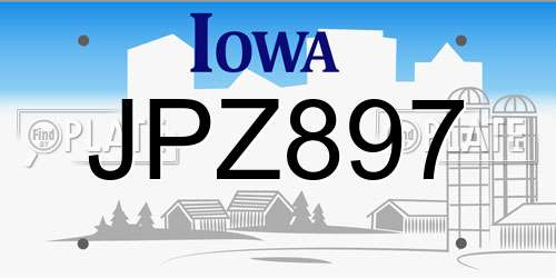 JPZ897 Iowa License Plate