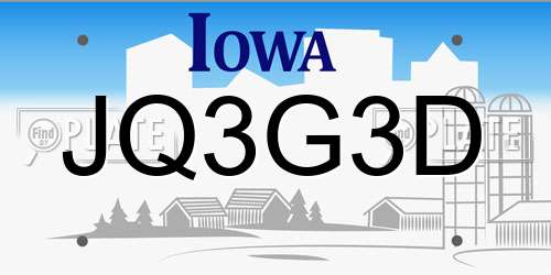 JQ3G3D Iowa License Plate
