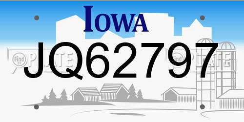 JQ62797 Iowa License Plate