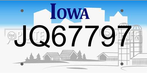 JQ67797 Iowa License Plate