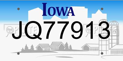 JQ77913 Iowa License Plate
