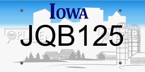 JQB125 Iowa License Plate
