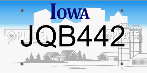 JQB442 Iowa License Plate