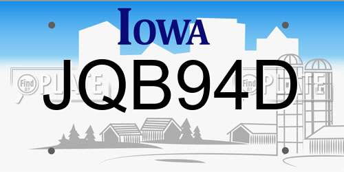 JQB94D Iowa License Plate