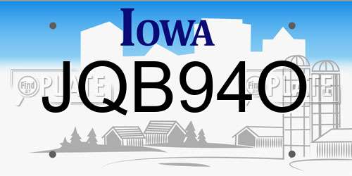 JQB94O Iowa License Plate
