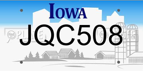 JQC508 Iowa License Plate