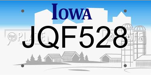 JQF528 Iowa License Plate