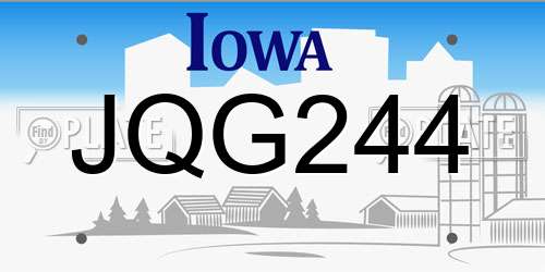 JQG244 Iowa License Plate