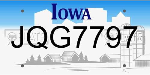JQG7797 Iowa License Plate