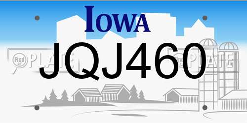 JQJ460 Iowa License Plate