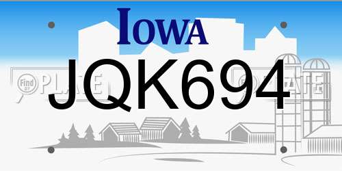 JQK694 Iowa License Plate