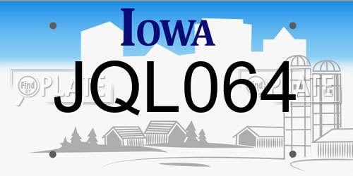 JQL064 Iowa License Plate
