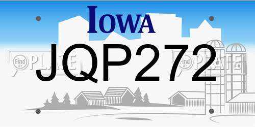 JQP272 Iowa License Plate