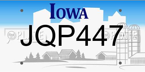 JQP447 Iowa License Plate