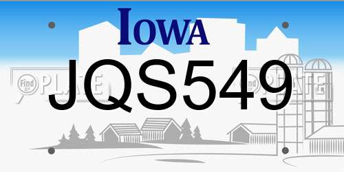 JQS549 Iowa License Plate