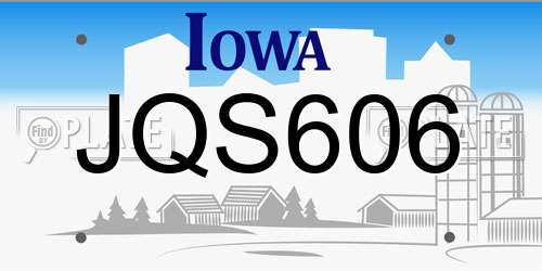 JQS606 Iowa License Plate
