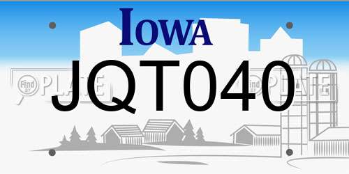 JQT040 Iowa License Plate