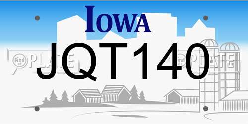JQT140 Iowa License Plate
