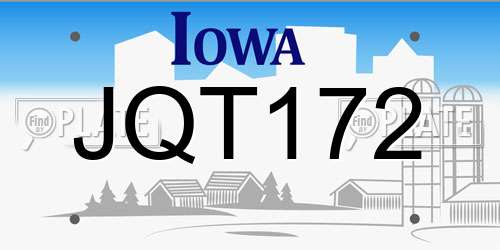 JQT172 Iowa License Plate