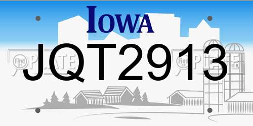 JQT2913 Iowa License Plate