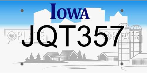 JQT357 Iowa License Plate